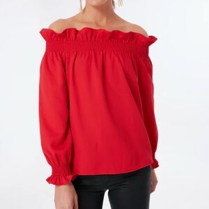 Tuckernuck Marguerite off shoulder ruffled top.